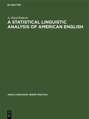 cover image of A Statistical Linguistic Analysis of American English